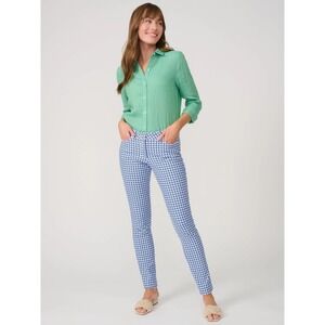 NWT J McLaughlin Sz 6‎ Lexi Midi Quotation Blue Stretch Jeans Midrise Slim Leg